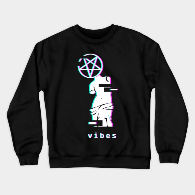 Vibes - Occult Greek Aesthetic Vaporwave Crewneck Sweatshirt by MeatMan